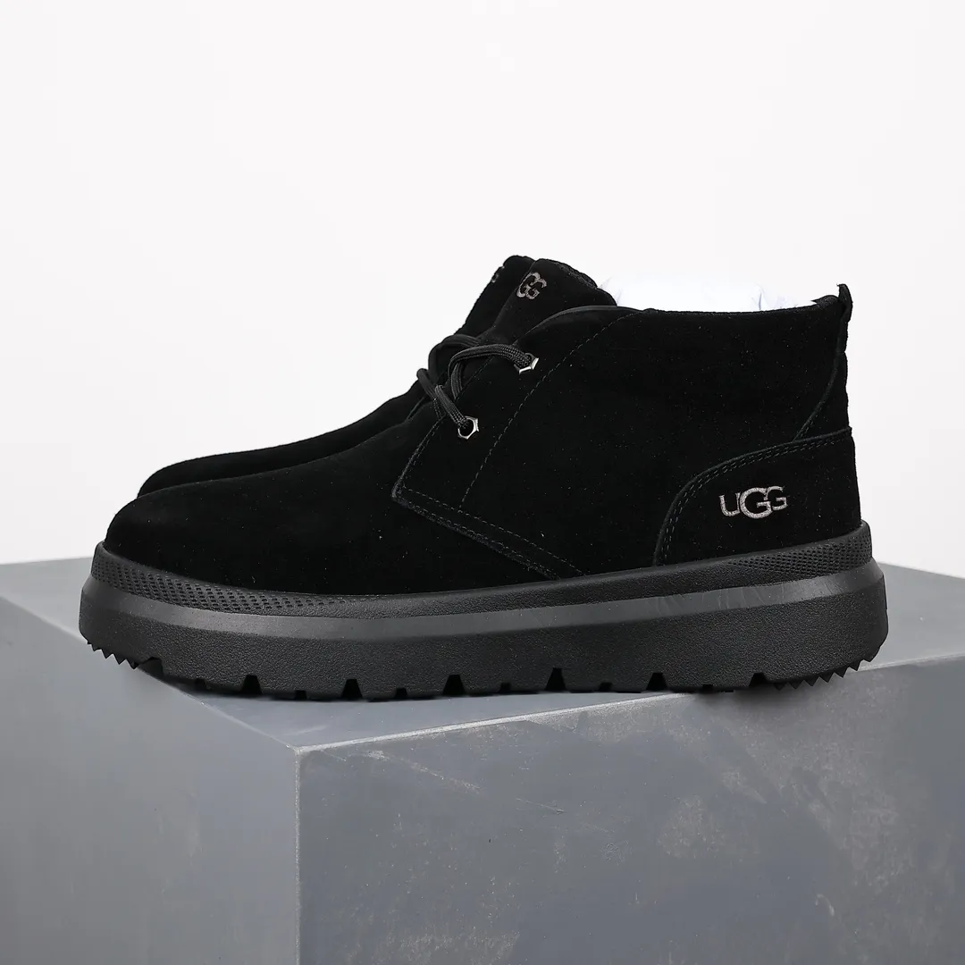Pick up locally 💰760 The core recommendation is good price UGG2023 new autumn and winter men's comfortable flat-soled lace-up solid color round toe fashionable casual short boots 1151773 Burleigh series Burleigh Chuck boots 5mm UGGplush lining in the shoe, 10mm UGGplush Insole, waterproof suede upper, polyester fiber laces, embossed brand logo on the heel, EVA outsole, non-slip hollow spider web pattern rubber Size: 40 41 42 43 44 45